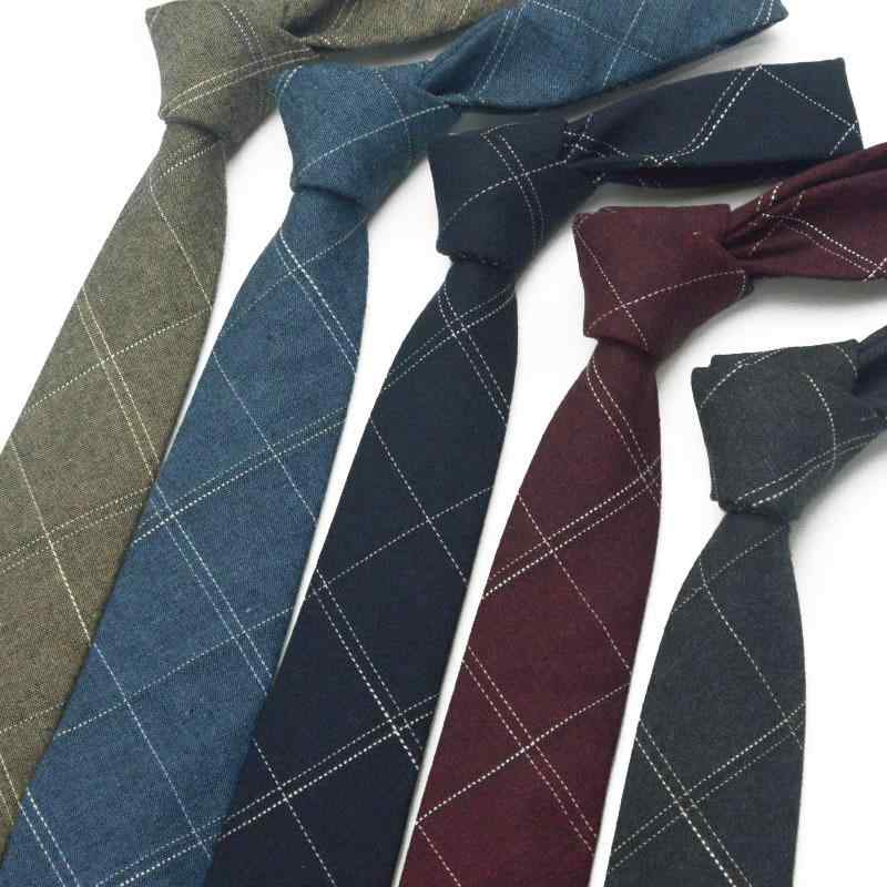 ネクタイ メンズ レディース 男女兼用 秋冬 綿 コットン チェック柄 スリム ナロータイ おしゃれ カジュアル 冠婚葬祭 結婚式 ブライダル パーティー ビジネス フォーマル カーキ ダークグレー ネイビー デニムブルー ワインレッド