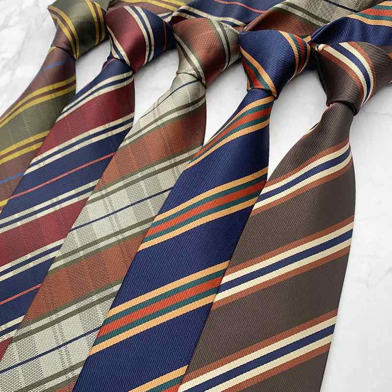 ネクタイ メンズ 男性用 ビジネス フォーマル 通勤 カジュアル スーツ 小物 ストライプ柄 手結び ワイド幅 8cm ポリエステル