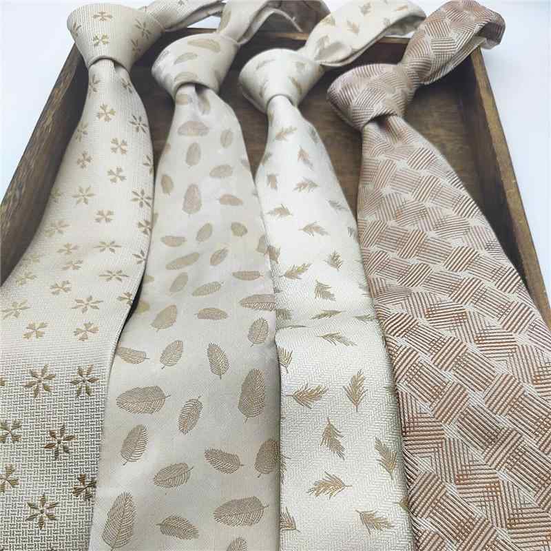 ネクタイ メンズ 男性用 フレンチ ヴィンテージ ストライプ柄 高級感 ハンドメイド ビジネス フォーマル オフィス カジュアル 結婚式 パーティー 剣先 レギュラータイ ベージュ アイボリー