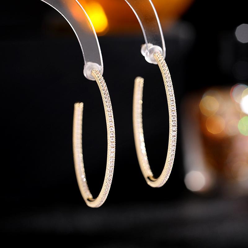 ピアス 韓国風 シンプル おしゃれ 銅製 シルバーポスト 幾何学モチーフ フープデザイン ジルコニア 大..