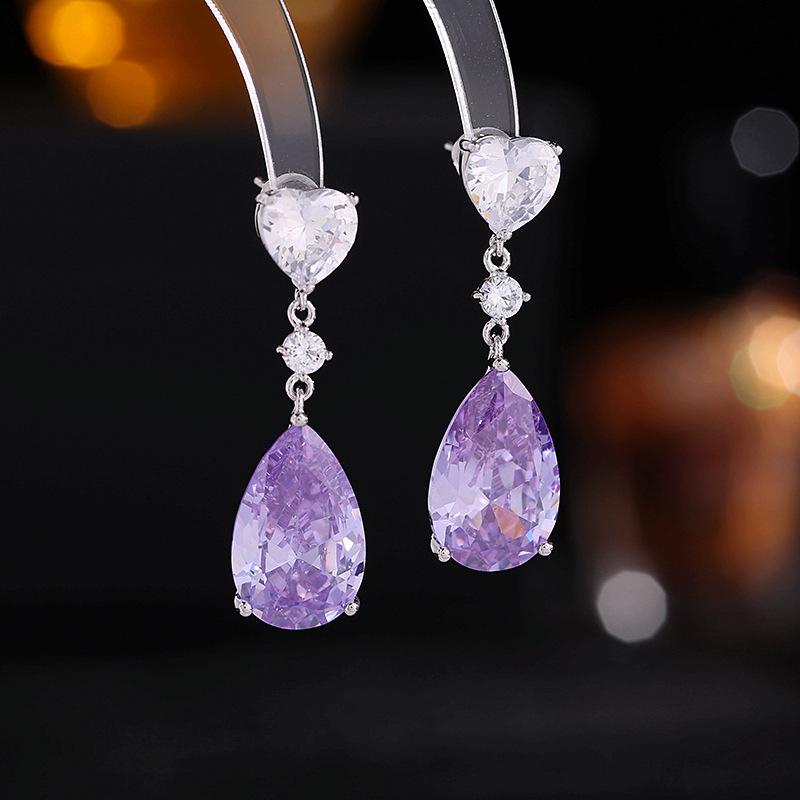 ピアス レディース S925シルバーポスト 気品ある デザイナーズ フレンチシック 高級感 煌めくジルコニア ハート ドロップ エレガント 普段使い パーティー