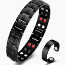 アクセサリー 男女兼用 ダブルマグネット ブレスレット 指輪 セット 合金製 電気メッキ加工 サイズ調整可能 幾何学デザイン ライン 欧米風 インスタ映え 個性的 おしゃれ ブラック 黒 シルバー 銀 カップル ペア 普段使い プレゼント ギフト