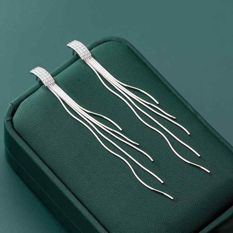 ピアス レディース S925純銀 スネークチェーン タッセル ロングピアス エレガント 上品 クール 繊細 揺..