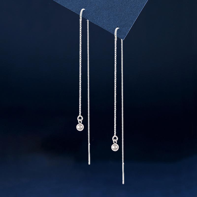 ピアス レディース S925純銀 フリンジ シルバービーズ アメリカンピアス チェーン 揺れる 日韓風 シンプル 普段使い カジュアル 万能 個性的デザイン 春夏 エレガント シルバーカラー アクセサリー