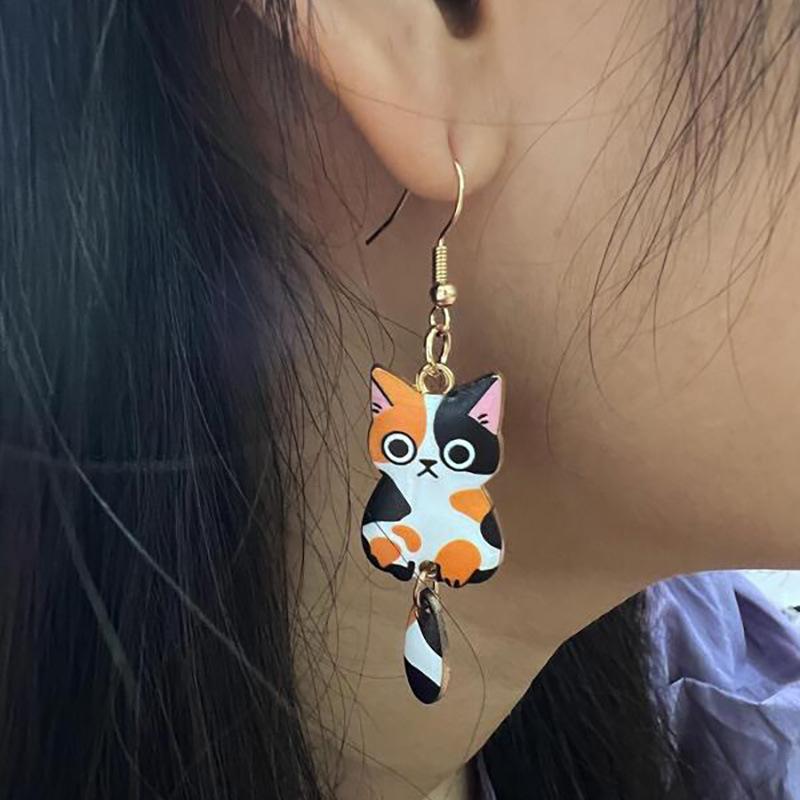 ピアス レディース かわいい 子猫 2連 フックピアス シンプル アニメ風 ガーリー フェミニン フレッシ..