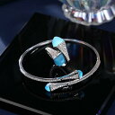 アクセサリーセット レディース ヨーロッパ風 レトロ ヴィンテージ 宮廷風 高級感 個性的 シンプル 開口 指輪 リング ブレスレット バングル ピアス イヤリング 幾何学 ジルコニア 銅製 ブルー イエロー 普段使い デイリー 春夏