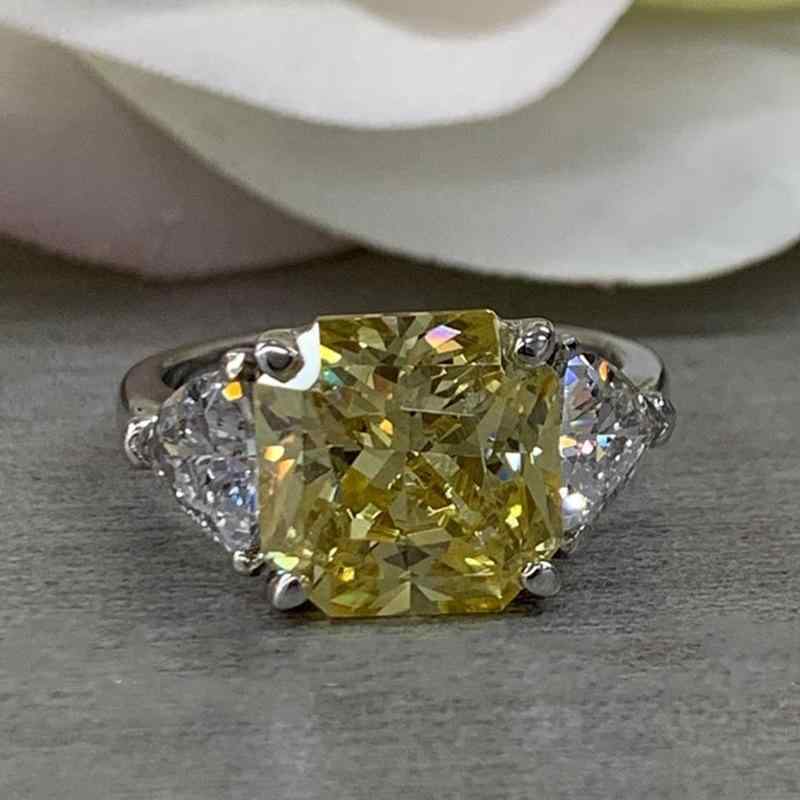樂天商城 - 指輪 レディース 女性用 S925シルバー 合金 モアサナイト ジルコニア 模造 イエロー 幾何学 欧米風 高級感 エレガント 上品 通勤 オフィス ビジネス 普段使い リング