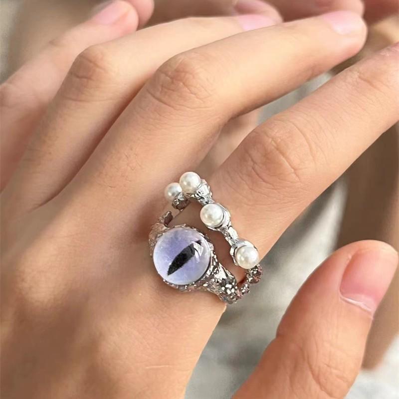 指輪 ユニセックス ジェンダーレス 合金製 オープンリング パール パール 猫目石 ...