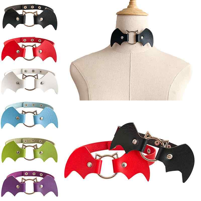 チョーカー レディース パンク ロック ゴシック 個性的 コウモリ ヴァンパイア モチーフ PUレザー ネックレス 首飾り ハロウィン クリスマス イベント パーティー コスプレ ファッション アクセサリー 多色展開