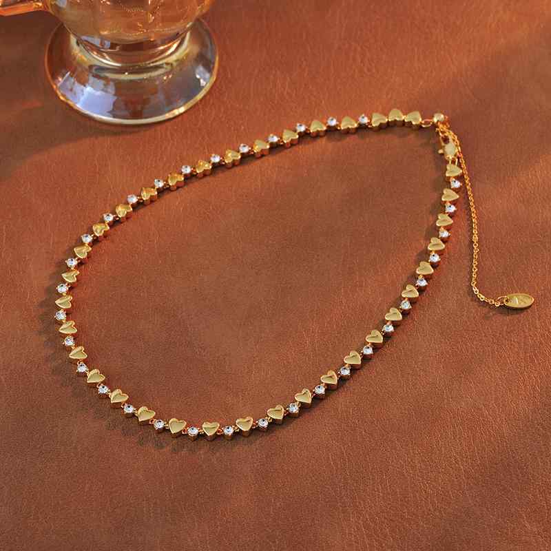 ネックレス レディース 女性用 ハートモチーフ ゴールドカラー 個性的 シンプル 上品 ファッション 通勤 ショートネックレス(4)