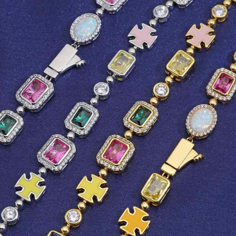 アクセサリー ユニセックス ヒップホップ ストリートファッション ペアアクセサリー カラーストーン ジ..