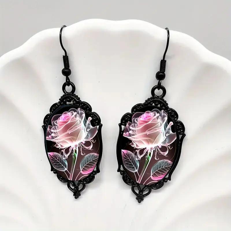 ネックレス レディース 欧米風 ピンク 透明感 花びら バラ ローズモチーフ ガラスチャーム ペンダントトップ 亜鉛合金 エレガント カジュアル アクセサリー