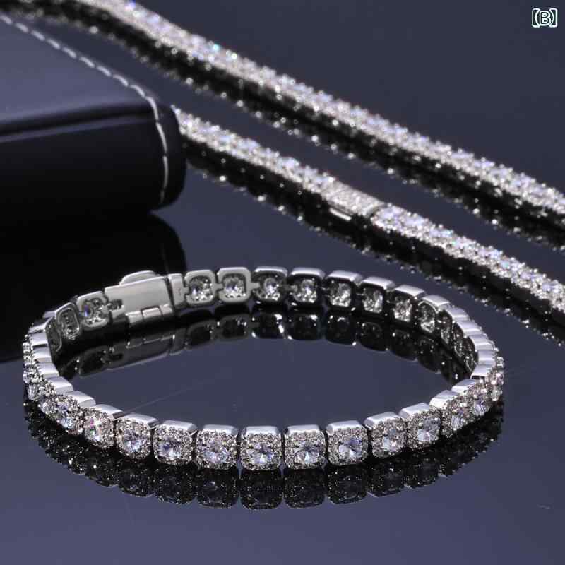 way-ugoのネックレス メンズ ヒップホップ ストリート キューバンチェーン ジルコニア 5mm スクエア パヴェ 銅製 ゴールド シルバー 高級感 アクセサリー ブレスレット 普段使い カジュアル｜アングル3