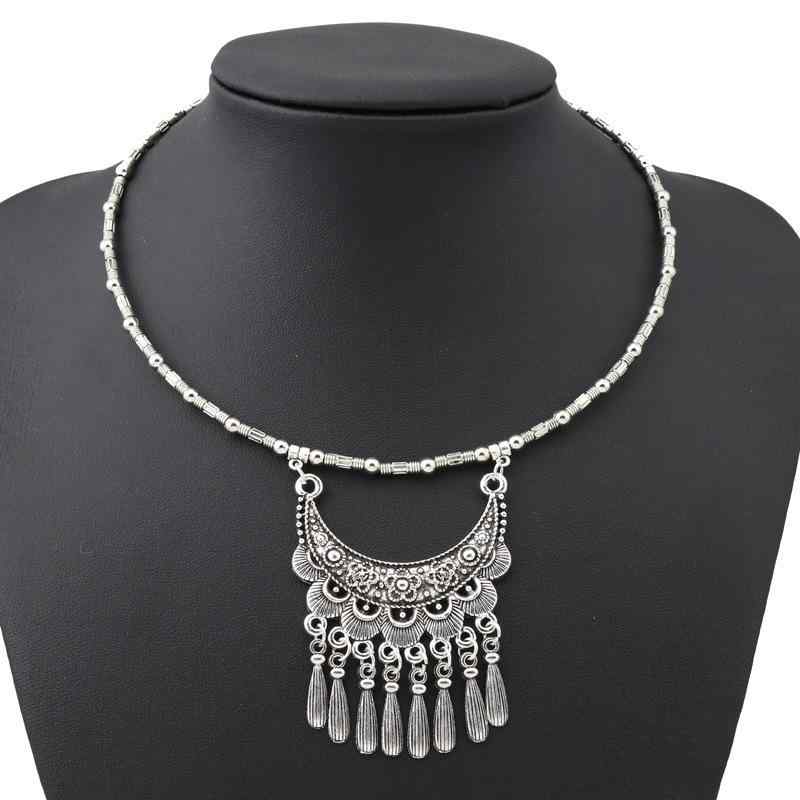 ネックレス レディース ハンドメイド 民族風 レトロ アンティーク 花 フリンジ タッセル ペンダント チ..