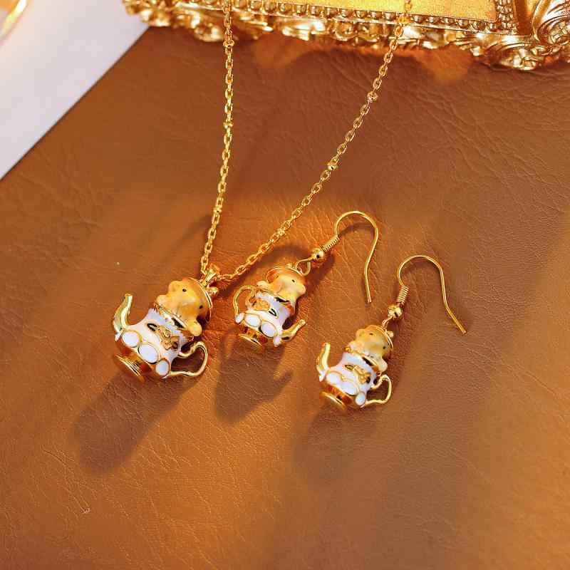 ネックレス レディース オリジナルデザイン シマリス ティーポット カートゥーン 動物モチーフ ペンダ..