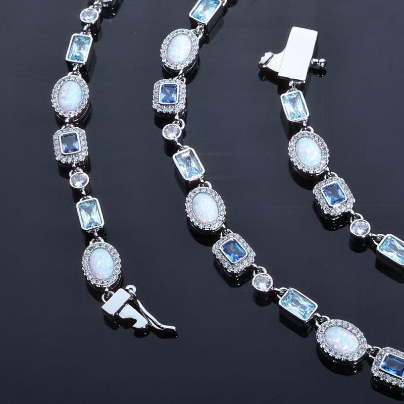 アクセサリー メンズ ネックレス ブレスレット 欧米風 ヒップホップ ストリート ファッション トレンド ジルコニア カラーストーン オパール 6mm ジュエリー 普段使い ゴールド プラチナカラー