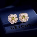 ピアス レディース 花 フラワー モチーフ 立体 3D 多層構造 マイクロパヴェ ブルー ジルコニア シルバーポスト 銅製 上品 エレガント 軽やかな高級感 デイリーユース オフィス フォーマル アクセサリー プレゼント ギフト