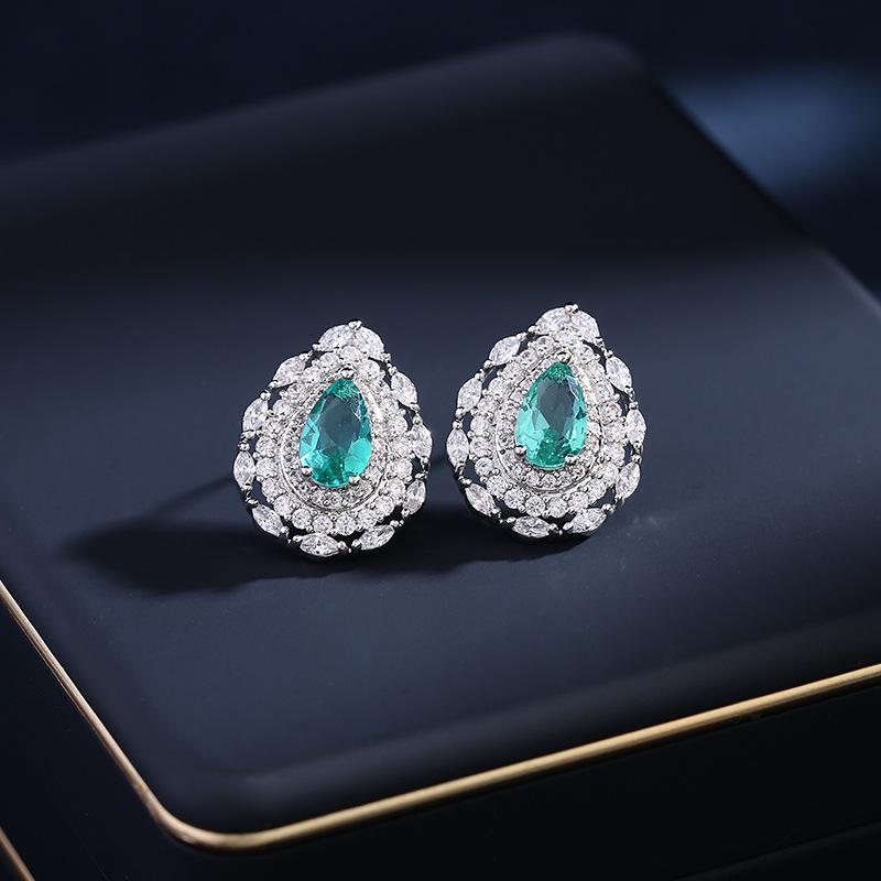 ピアス イヤリング レディース s925シルバー ポスト ジルコニア 埋め込み 水滴形 個性的 シンプル エレガント 上品 普段使い オフィス カジュアル イエロー ピンク ホワイト ブルー 多色展開