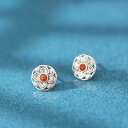 ピアス レディース 女性用 S925シルバー 電気メッキ加工 南紅メノウ 赤メノウ 彼岸花 フラワーモチーフ 透かし彫り レトロ アンティーク クラシック シンプル 上品 デート 普段使い