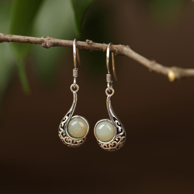 ピアス レディース 925シルバー 南紅瑪瑙 レトロ アンティーク チャイナスタイル エスニック ドロップ 渦巻き 幾何学模様 スタッドピアス 耳飾り 普段使い 個性的 カジュアル