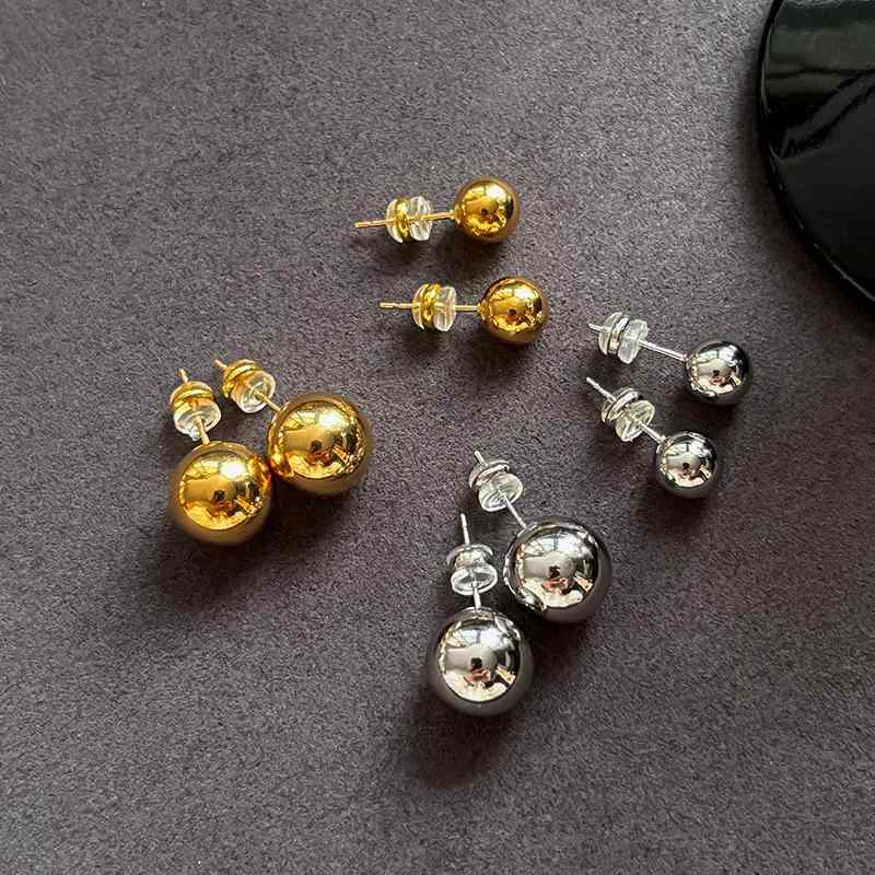 ピアス レディース 女性用 メタル シルバー 丸型 ボール スタッド 高見え 上品な輝き フレンチレトロ ..