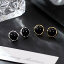 ピアス 男女兼用 ユニセックス メンズ レディース S925シルバー 瑪瑙 メノウ 宝石付き ブラック シンプル モダン クール 上品 レトロ アンティーク風 波型 ウェーブ 幾何学 円形 丸型 スタッド 普段使い オフィス カジュアル