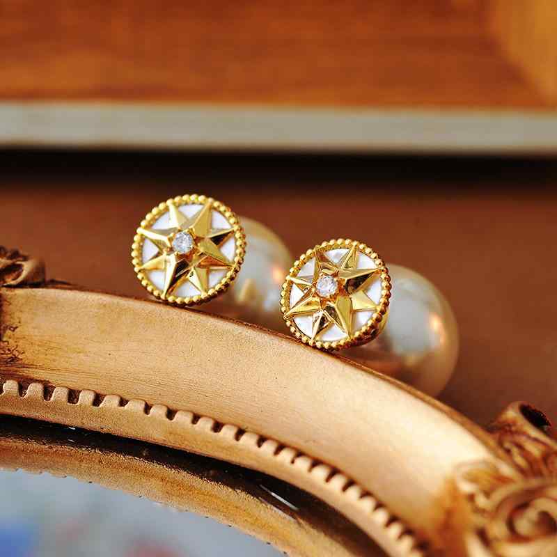 ピアス レディース ダブルコンパス 八芒星 シェル 前後スタッド フレンチスタイル ライトラグジュアリー 上品 エレガント 高級感 高見え 通勤 オフィス デート 普段使い 銅合金 電気メッキ ゴールド グレー