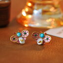 ピアス レディース 韓国風 レトロ アンティーク 油絵風 パール パール ミツバチ 蜂 蝶 バタフライ エナメル 七宝 カラフル 銅合金 電気メッキ 精巧 上品 個性的 春夏