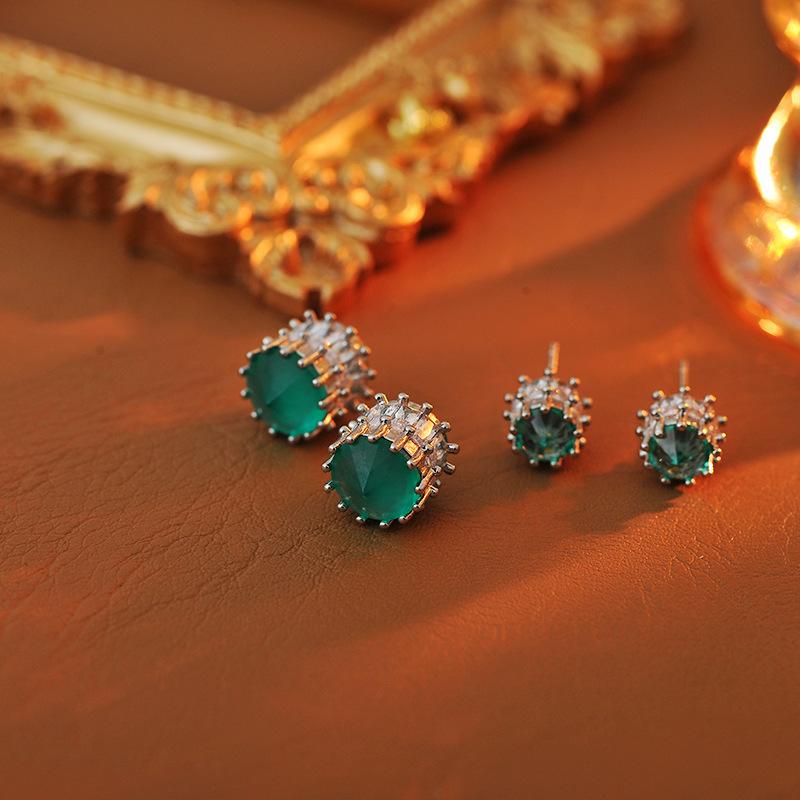 ピアス レディース S925シルバーポスト 2WAY エメラルドグリーン 幾何学デザイン 上品 エレガント 高級感 繊細 洗練 ゴールド シルバー 電気メッキ加工 春夏 通勤 オフィス デイリー プチプラ高見え