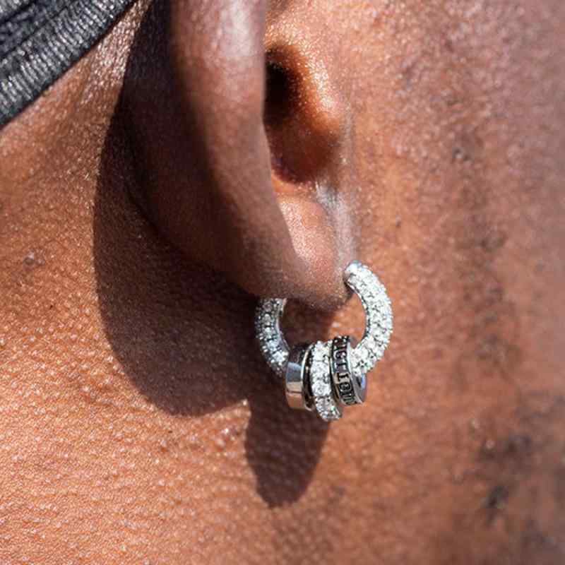 ピアス メンズ 男性用 スター 星モチーフ ヒップホップ パンク ロック 個性的 欧米ファッション フープピアス イヤーカフ 合金製 シルバー 2連 ダブルリング 3連 トリプルリング