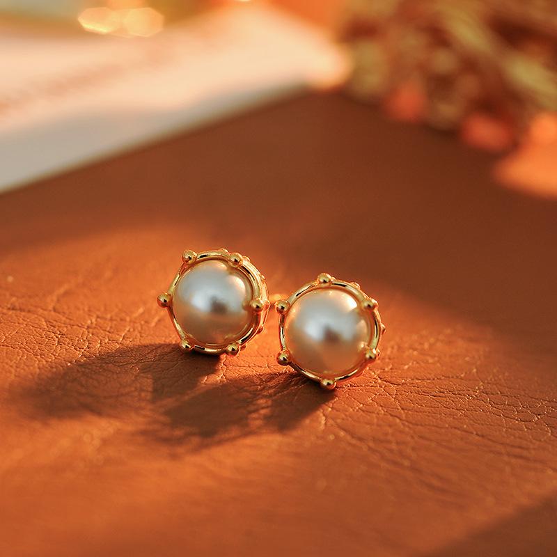 ピアス レディース パール パール エナメル 幾何学模様 シンプル ベーシック ガーリー 日韓風 銅合金製 電気メッキ加工 春夏 かわいい