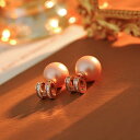 ピアス イヤリング レディース リバーシブル 大小パール 欧米風 おしゃれ トレンド ヴィンテージ風 レトロ 合金製 電気メッキ加工 アルファベットモチーフ ナチュラル フェミニン 春夏