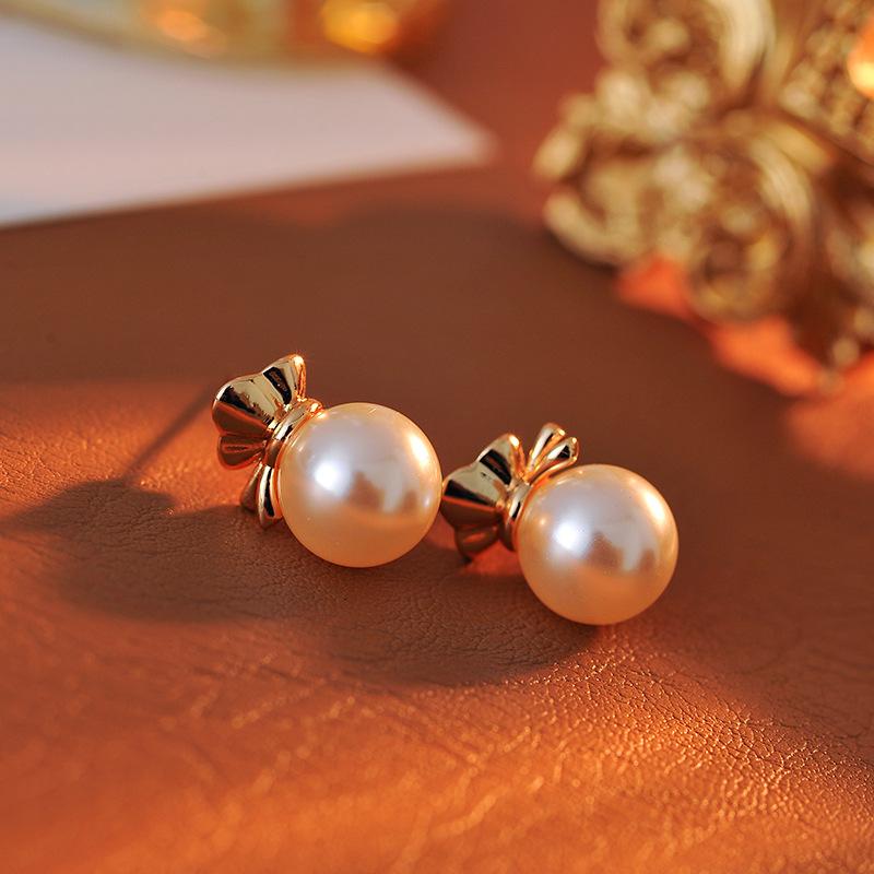 ピアス レディース S925シルバー ゴールドコーティング パール風 福袋型 ミニ巾着 幾何学デザイン 甘め 高級感 韓国風