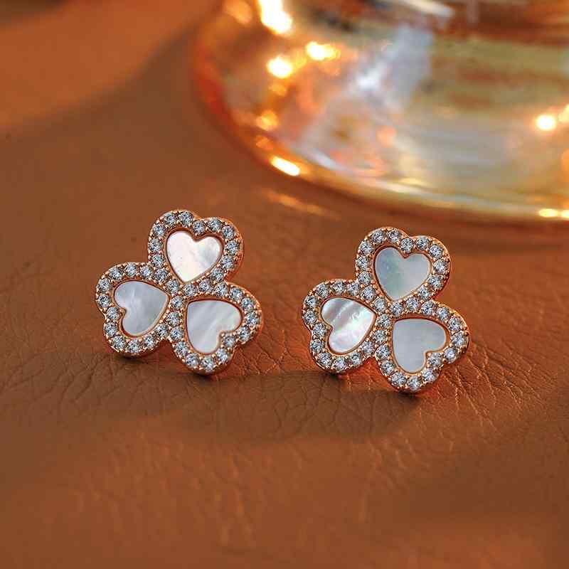 ピアス レディース S925純銀ポスト 天然ピンクシェル クローバー ハート 三つ葉 ロマンティック 上品 高級感 個性的 かわいい デイリー使い 耳飾り