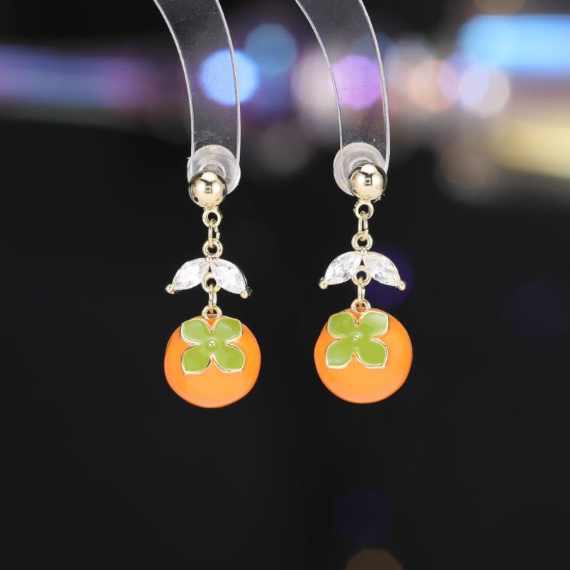 ピアス レディース 春夏 柿モチーフ ドロップエナメル スタッドピアス シルバー925ポスト 銅製 オレン..