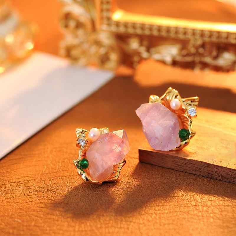 ピアス イヤリング ヴィンテージ レトロ 新中華風 パープル 紫 淡水パール 淡水パール エレガント 上品 優美 フェアリー 銅合金 電気メッキ加工 幾何学モチーフ 個性的 ファッション