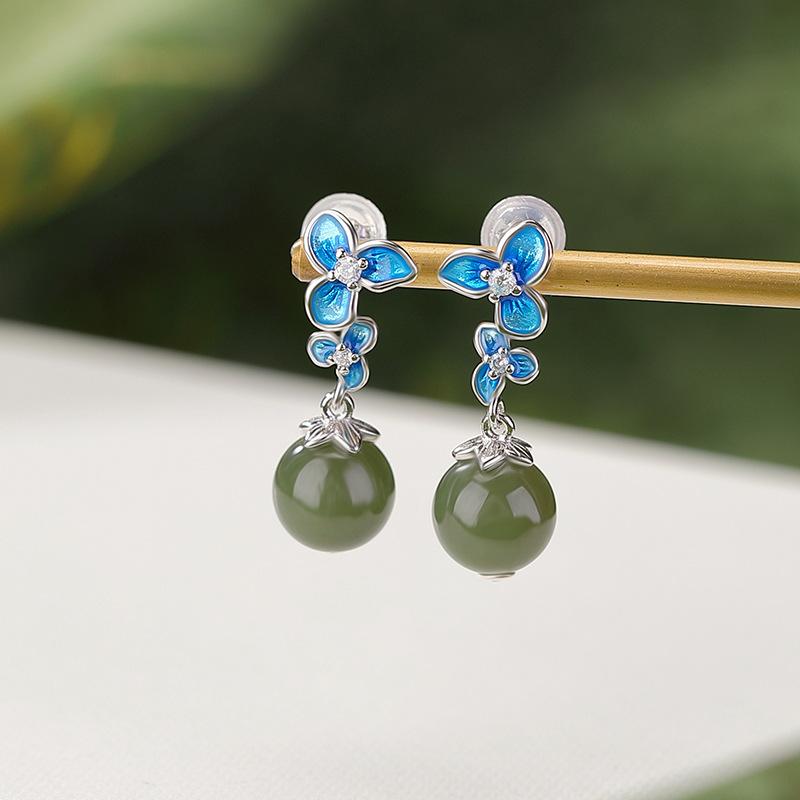 ピアス レディース シルバー925 和田玉 晴水 ラウンド エナメル ライラック フラワーモチーフ 可憐 清楚 上品 レトロ アンティーク おしゃれ 大人カジュアル 普段使い