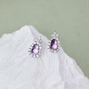 ピアス 女性用 天然アメジスト 瓢箪モチーフ 純銀製 シンプル 上品 パープルカラー 通勤 お出かけ モダンチャイニーズスタイル 縁起物 スタッドピアス