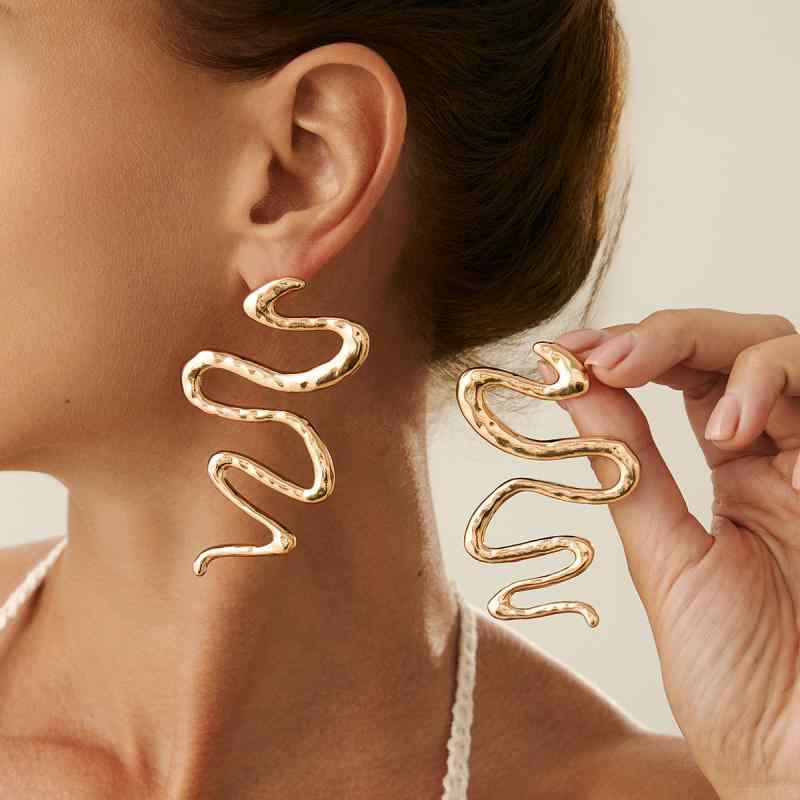 ピアス レディース クールスタイル モダン シルバー 蛇モチーフ スネーク アニマル ライン 合金製 電気メッキ加工 シンプル カジュアル