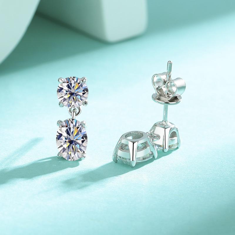 ピアス レディース S925純銀 シルバー925 モアッサナイト 楕円形 ジルコニア シンプル 高級感 上品 ファッション 通勤 オフィス ゴールドカラー プラチナカラー