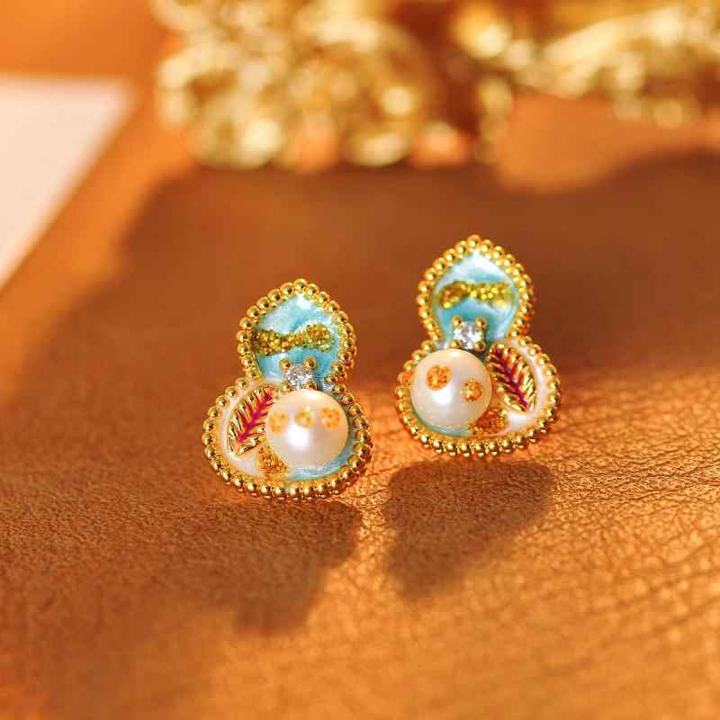 耳飾り レディース 新中華風 ひょうたん 瓢箪モチーフ カラフル 多色 ユニーク 個性的 デザイン スタッ..