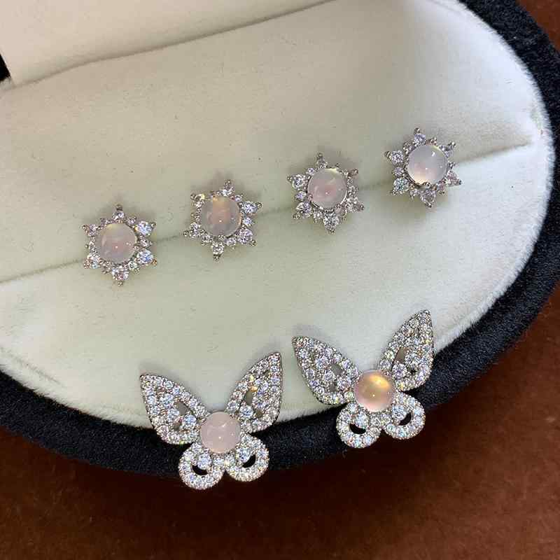 耳飾り レディース S925 シルバー 純銀 天然ホワイトジェイド 白玉髄 スタッドピアス アジアンテイスト..