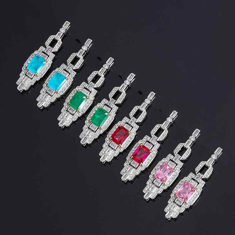 ピアス レディース スクエア ジルコニア エメラルド ルビー パライバブルー ピンク系 カラーストーン ..
