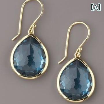 ピアス レディース ドロップ しずく型 フックピアス クリスタルガラス 銅製 ガーリー フェミニン エレ..