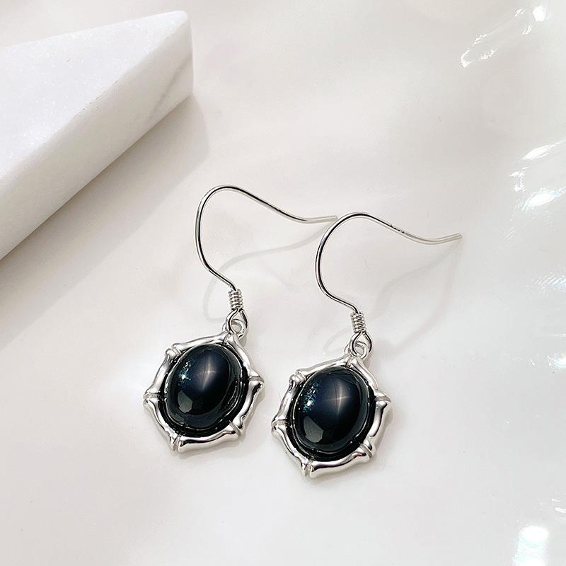 ピアス イヤリング レディース 女性用 レトロ ヴィンテージ 中国風 宮廷風 竹節 リーフ ドロップ 925シ..