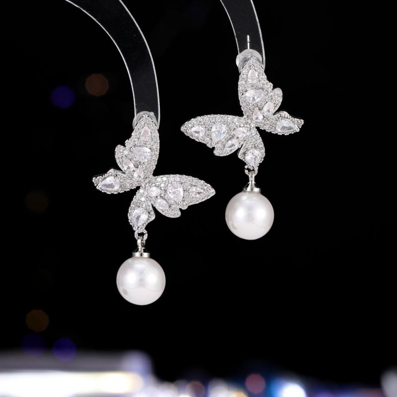 耳飾り レディース ピアス バタフライ パール ジルコニア S925銀針ポスト フレンチスタイル 高級感 上..