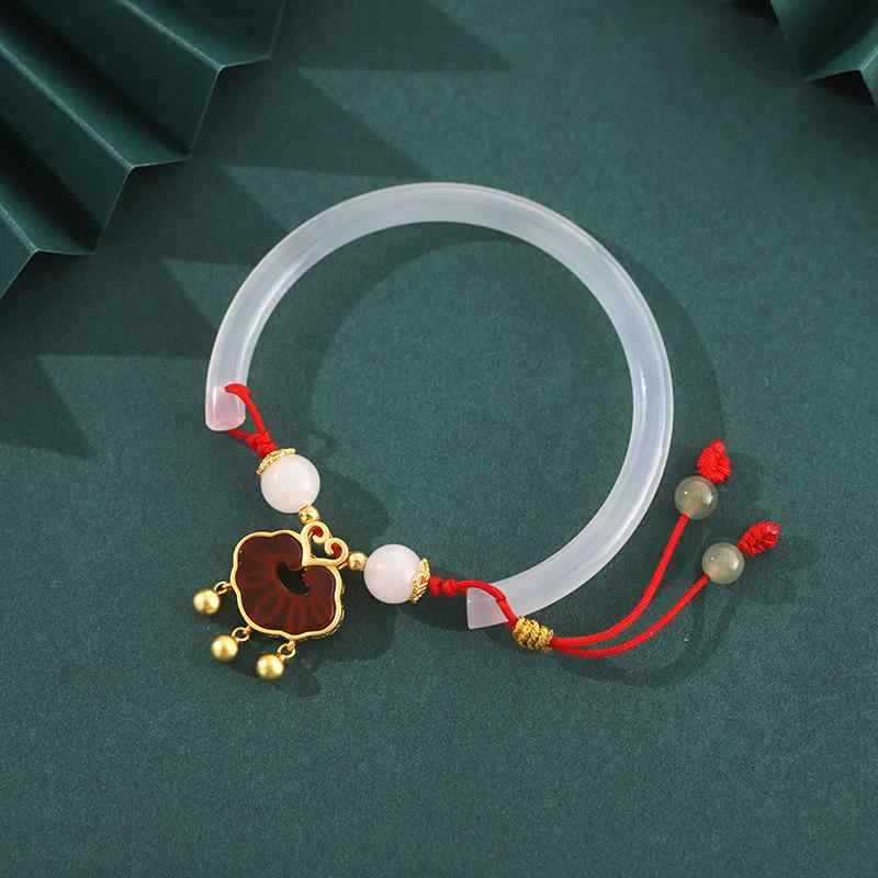 ブレスレット レディース 天然瑪瑙 玉髄 和田玉 ライチジェード 925銀 如意鎖 平安鎖 モチーフ 高級感 ..