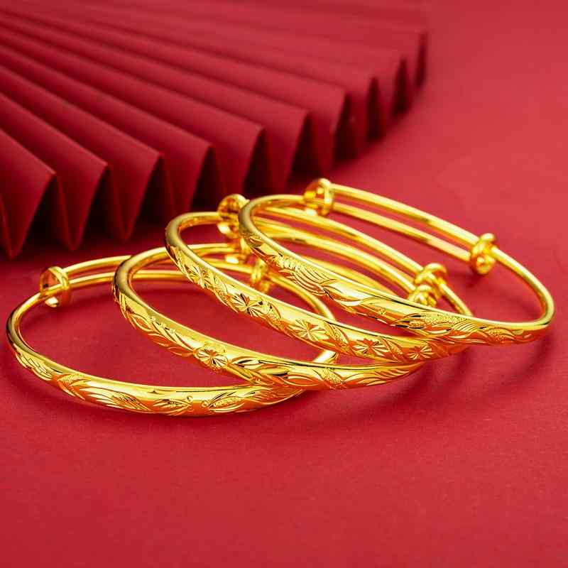 ブレスレット レディース シャ金 バングル 腕輪 スライド式 満天星 龍鳳 吉祥模様 シンプル モダン ファッション 電気メッキ 銅製 通勤 オフィス カジュアル