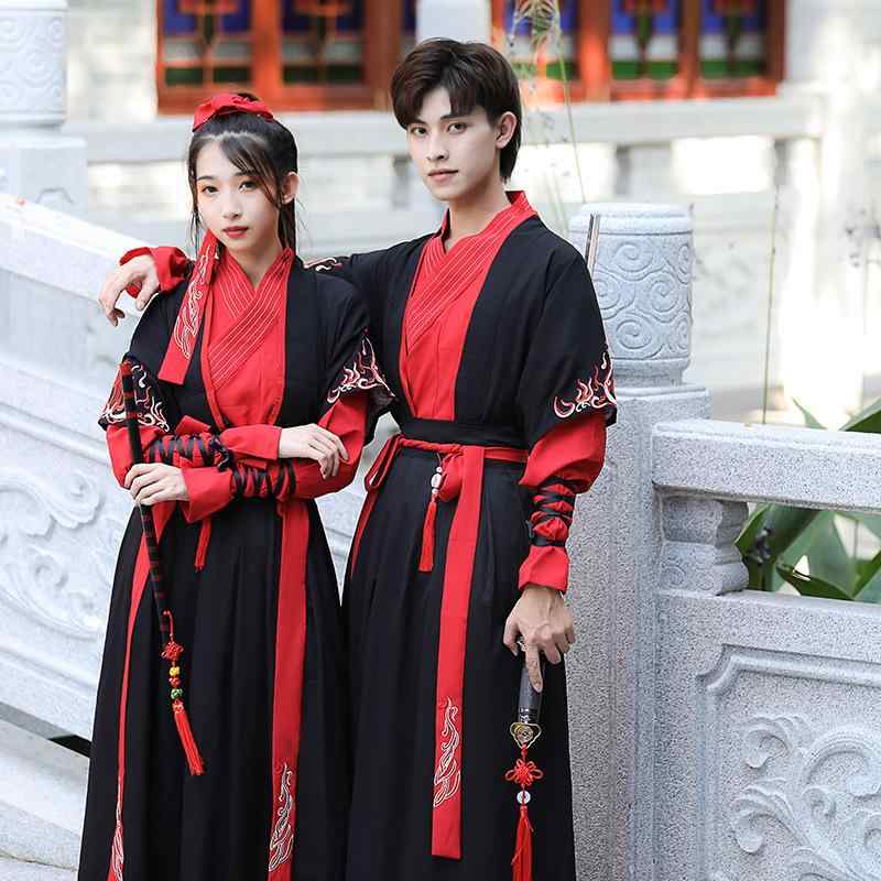 漢服 男女兼用 レディース メンズ 刺繡 交襟 半臂 武侠風 カップル服 学生向け 大きいサイズ 高品質 綿..