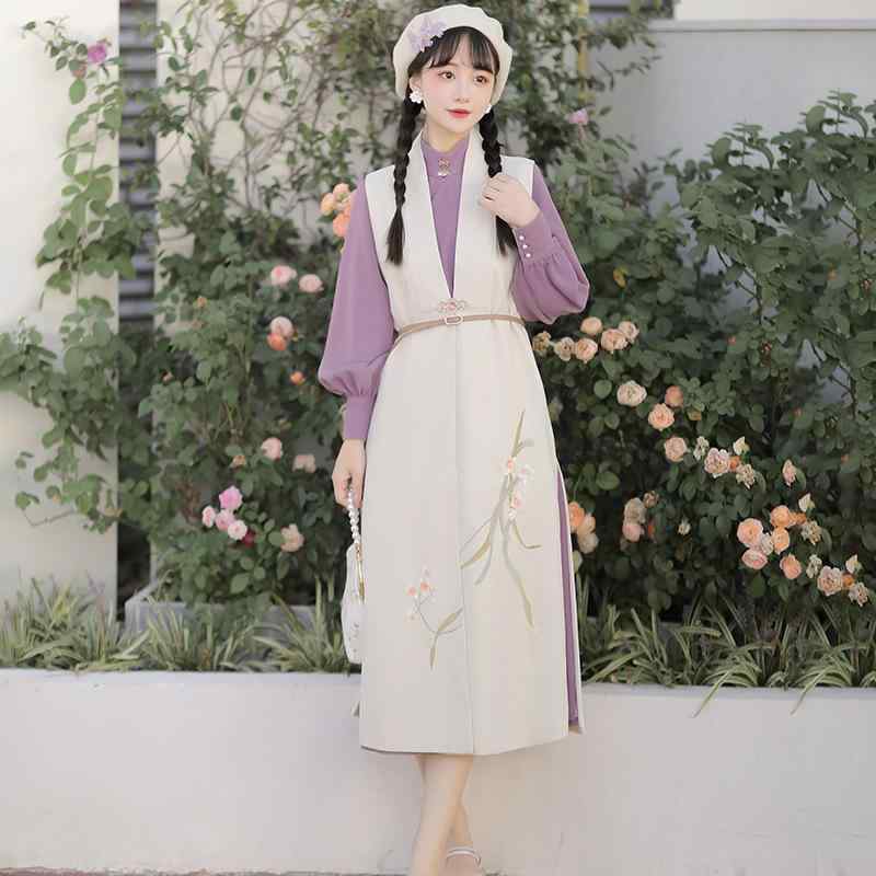 セットアップ ユニセックス 中国風 改良漢服 立ち襟シャツ ベスト ジレ アンサンブル オリジナルデザイ..